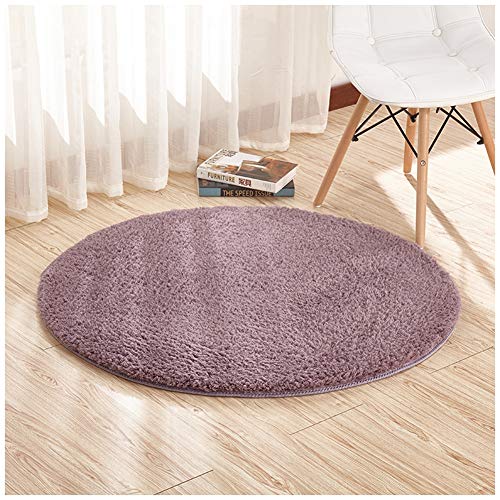 DAIHAN Runde Yoga Teppich Für Wohnzimmer Schlafzimmer Shaggy Teppiche Antirutsch Violett 100CM von DAIHAN