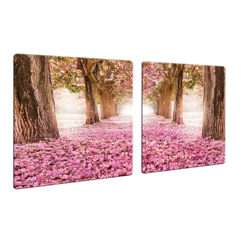 DAMU | Herdabdeckplatte 2teilig 2x40x52 Herdabdeckung Ceranfeld Glasschneideplatte Ceranfeldabdeckung 80x52 Herdplattenabdeckung Kochfeld Abdeckung Schneidebrett Glasplatte Pink Natur von DAMU