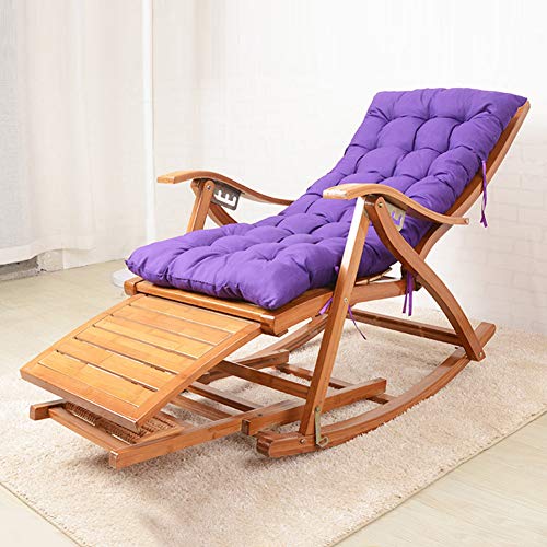 DANBOOL Massage-Lounge-Stuhl, Schaukelstuhl, klappbare Chaiselongue aus Bambus mit Polster, Verstellbarer Chaiselongue für den Garten, Terrassenstuhl zum Sonnenbaden, Kaffee von DANBOOL