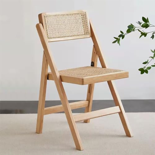 DANBOOL Rattan-Holzklappstuhl, ergonomisches Design, tragbarer klappbarer Esszimmerstuhl für den Heimgebrauch, drehbare Rückenlehne, stapelbarer Outdoor-Stuhl, Gartenstuhl von DANBOOL