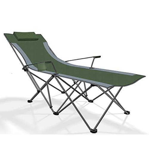 DANBOOL Tragbarer Campingstuhl zum Liegen, Outdoor-Klappstuhl Camping mit Getränkehalter, kompakter Klappstuhl für Strandwanderungen, Grün von DANBOOL