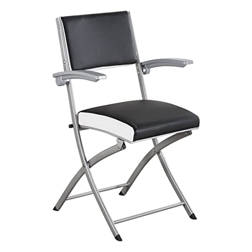 DANBOOL Tragbarer schwarzer ergonomischer Klappstuhl, Faltbarer Stuhl aus PU-Leder, Dicke, Bequeme Armlehne, gepolsterte Sitze, Rückenlehne, Stahlrohr-Stuhlkissen von DANBOOL