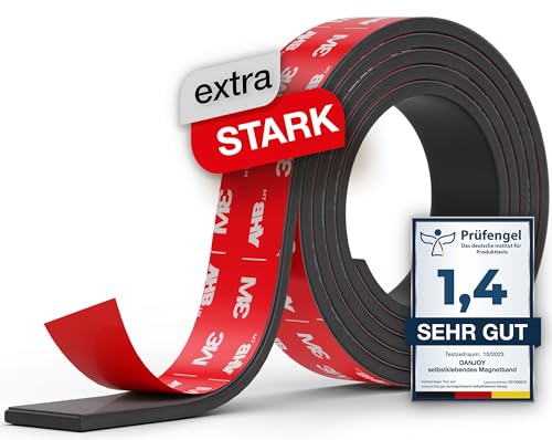 DANJOY® Magnetband selbstklebend (1m) I Starker Kleber - Starker Magnet I Magnetstreifen mit extra starkem 3M-VHB Kleber für Messer, Whiteboard uvm. von DANJOY