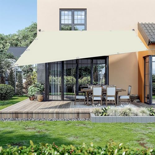 Balkon Sichtschutz Ohne Bohren 0.8 x 2.1 m Rechteckig Wasserdicht Terrasse Balkon Segeltuch Pergola Winddicht Und Uv-Beständig Feuchtigkeitsbeständig inkl Befestigungsseile, Warmweiß von DANWU