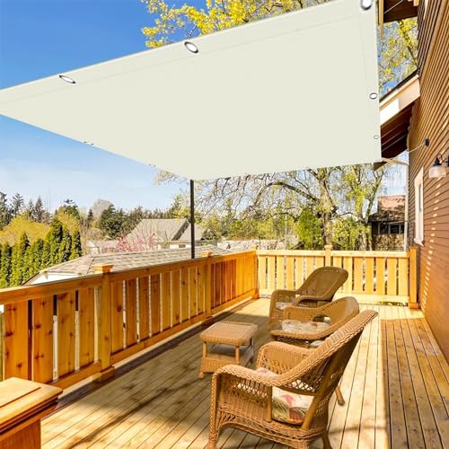 Balkon Sichtschutz Ohne Bohren 1.3 x 3 m Rechteckig Wasserdicht Camping Freizeit Sonnensegel Leinwand Uv-Beständig Resistant Reißfestigkeit, Warmweiß von DANWU