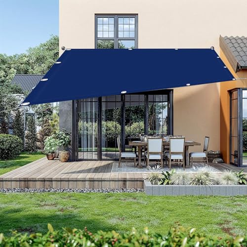 Balkonbespannung 2 x 2.9 m Rechteckig Wasserdicht Terrasse Balkon Segeltuch Pergola Winddicht Und Uv-Beständig Feuchtigkeitsbeständig mit Seilen, Dunkelblau von DANWU