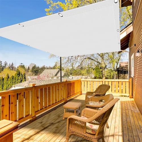 Balkonumspannungen 1.6 x 5 m Rechteckig Wasserdicht Outdoor Terrasse Segeltuch Pergola Uv-Beständig Resistant Reißfestigkeit, Weiß von DANWU