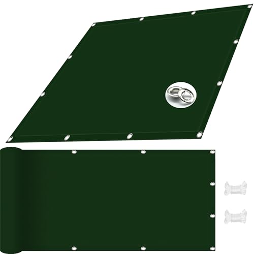 Sonnensegel 2.5 x 3.6 m Rechteckig Wasserdicht Camping Freizeit Sonnensegel Leinwand Uv-Beständig Feuchtigkeitsbeständig inkl Befestigungsseile, Dunkelgrün von DANWU