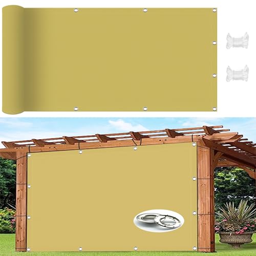 Sonnensegel 3.3 x 7 m Rechteckig Wasserdicht Terrasse Balkon Segel Sonnenschutznetz Uv-Beständig Feuchtigkeitsbeständig mit Seilen, Creme Farben von DANWU
