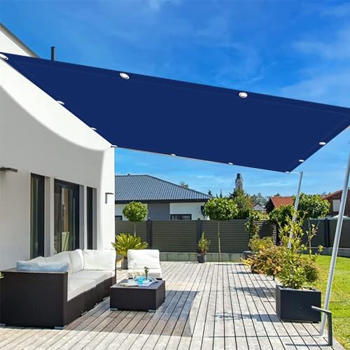 Sun Segel Sonnensegel 1.9 x 3.2 m Rechteckig Wasserdicht Terrasse Balkon Sonnensegel Leinwand Winddicht Und Uv-Beständig mit Seilen, Dunkelblau von DANWU