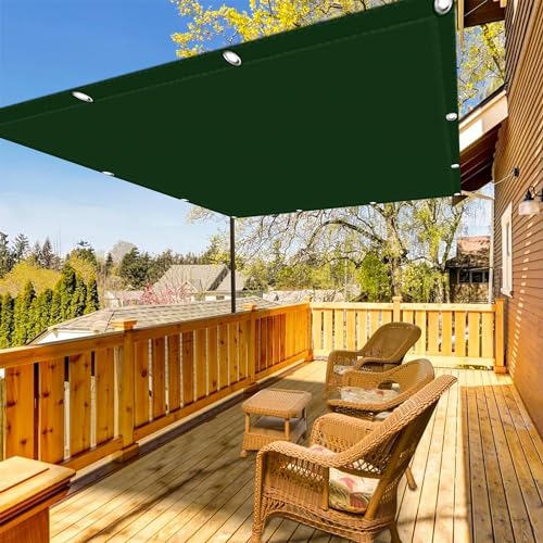 Sun Sonnensegel 1 x 3.5 m Rechteck Wasserdicht Außenbereich Segeltuch Pergola Winddicht Und Uv-Beständig mit Seilen, Dunkelgrün von DANWU