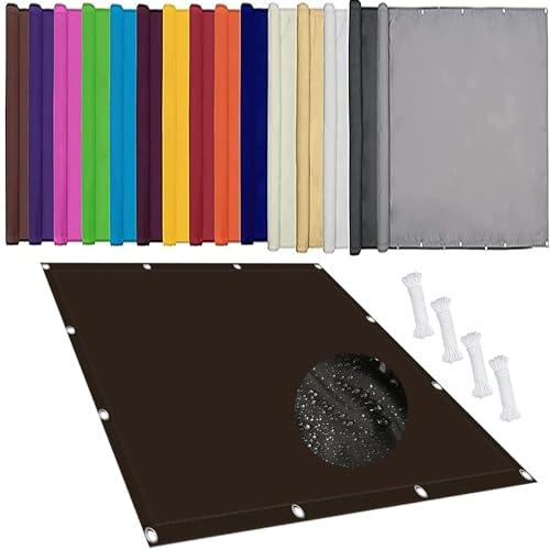 Sun Sonnensegel 1.6 x 3.2 m Rechteckig Wasserdicht Markise Zaun Sonnensegel Leinwand Uv-Beständig Resistant Reißfestigkeit inkl Befestigungsseile, Braun von DANWU