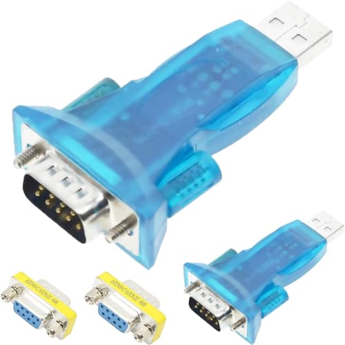 DAOKAI 2 Stück USB to RS232 Adapter, USB 2.0 auf Seriell DB9 Stecker Konverter Adapter mit DB9 Buchse auf Buchse Adapter für Windows 7/8/10/XP/Vista von DAOKAI