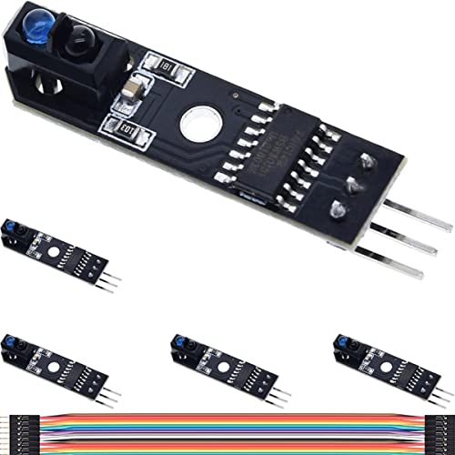 DAOKAI Infrarot-Reflexionssensor Tracking-Modul,TCRT5000 IR Sensormodule 1 Kanal Infrarot Smart Car Black/White Line Detection Follower Hindernisvermeidung modul mit Dupont-Kabel(5 Stück) von DAOKAI