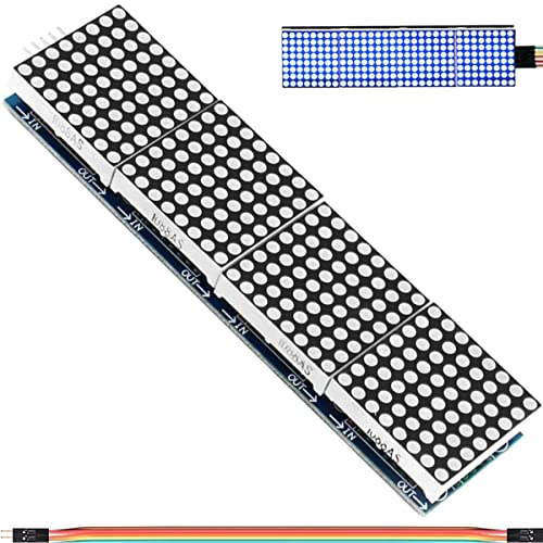 DAOKAI 8x32 Dot Matrix Modul 7219 4 in 1 LED Display Modul, MCU Control Treiberplatine Blaue LED Gemeinsame Kathode mit Dupont-Kabel für Arduino-Mikrocontroller von DAOKAI