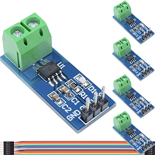 DAOKAI ACS712 Stromsensormodul 5A Bereich,Chip ACS712ELC-05B Hallstromsensor Strommessmodul mit Power Indicator Dupont-Kabel, für Arduino(5 Stück) von DAOKAI