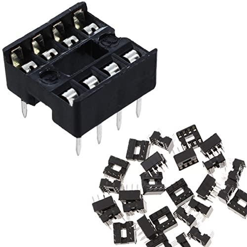 DAOKAI Dip-IC-Buchsen,50 Stück 8-Pin IC-Sockel-Lötsatz,Dual Row Lötmittel-Adapter-Set 2.54 mm Pitch,Flache Stift Chip Steckverbinder Adapter von DAOKAI