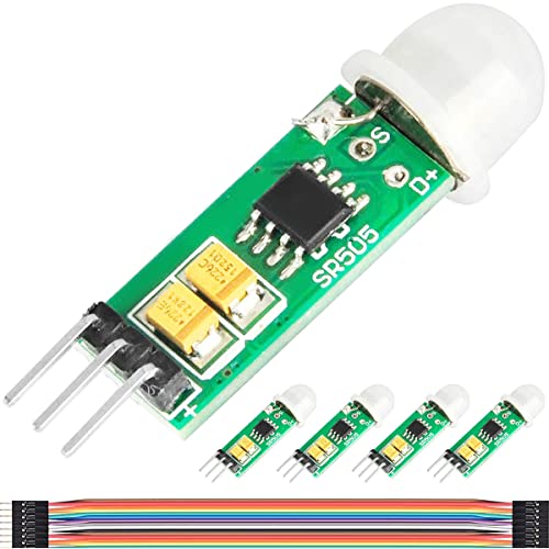 DAOKAI HC-SR505 Mini Bewegungsmelder, 5 Stück Mini Infrarot-PIR-Sensor-Detektormodul Pyroelektrischer Detektorschalter 4.5V - 20V Hohe Effizienz Wiederholbarer Trigger,für Arduino von DAOKAI