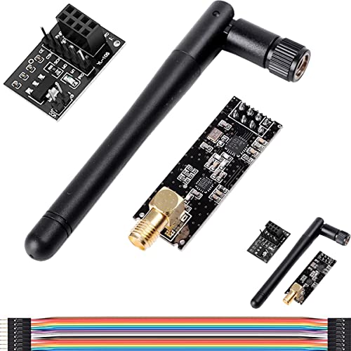 DAOKAI NRF24L01 Wireless Transceiver Empfänger,2 Stück NRF24L01+PA+LNA Wireless RF Transceiver Module mit SMA Antenne 2.4 GHz 1100m+Breadboard Breakout Adapter Board Kompatibel mit NRF24L01 Modul von DAOKAI