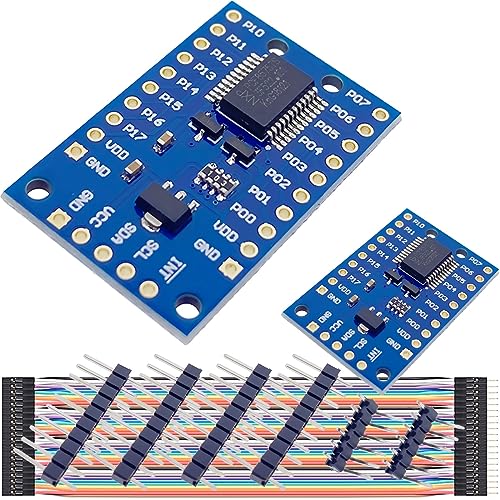 DAOKAI PCF8575 IO Expander board IO-Erweiterungsmodulplatine I2C auf 16IO IIC I2C I/O-Erweiterungsschildmodul SMBus I/O-Ports mit Dupont-Kabel für Arduino UNO R3, 2er-Pack von DAOKAI