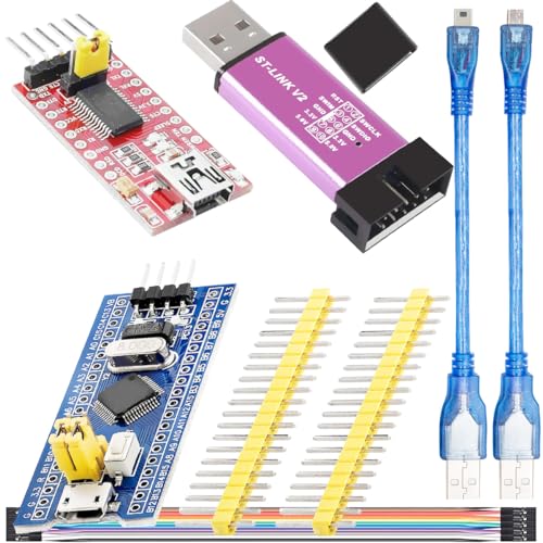 DAOKAI ST-Link V2 Emulator Downloader STM32F103C8T6 ARM Entwicklungsboard FT232RL FTDI Mini USB zu TTL Seriell Konverter Kit mit Micro/Mini zu USB Kabel Buchse zu Buchse von DAOKAI