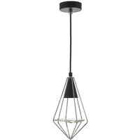 Dar gianni - Drahtrahmen Pendelleuchte Schwarz, Chrom poliert & Glas, 1x GU10 von DAR LIGHTING