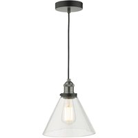 Dar ray - Dome Single Pendelleuchte Antik Nickel Klarglas, 1x E27 von DAR LIGHTING