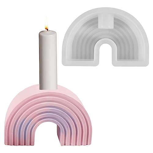 DAWRIS Silikonform Kerzenhalter, Gießformen Silikon kerzenformen für beton, 3D Regenbogenbrücken Kerzenforme Zum DIY, beton silikon gießform kerzenhalter, kerzenform silikon für Kerzenständer Tablett von DAWRIS