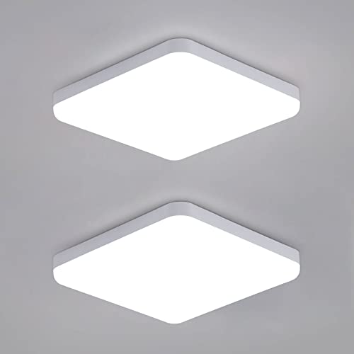 DAXGD LED Deckenleuchte Quadratische 32 W, 2 Stück Deckenlampe led IP54 Wasserdichte, 3600 lm, 6500 K, Kaltweiß, Badezimmer, Küche, Korridor, Balkon, 25 cm von DAXGD