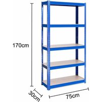 Day Plus - Schwerlastregal Werkstattregal Lagerregal Kellerregal Metall Werkstattregal Regal Steckregal max. 875kg Tragfähigkeit, 170cm x 75cm x 30 von DAY PLUS