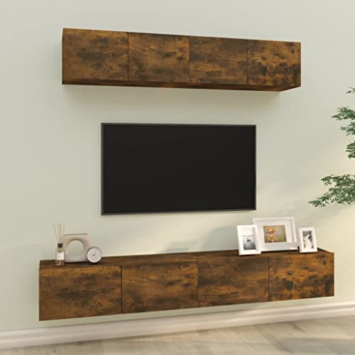 DCRAF Furniture Home Tools TV-Schrank-Set, 4-teilig, geräucherte Eiche, Holzwerkstoff von DCRAF