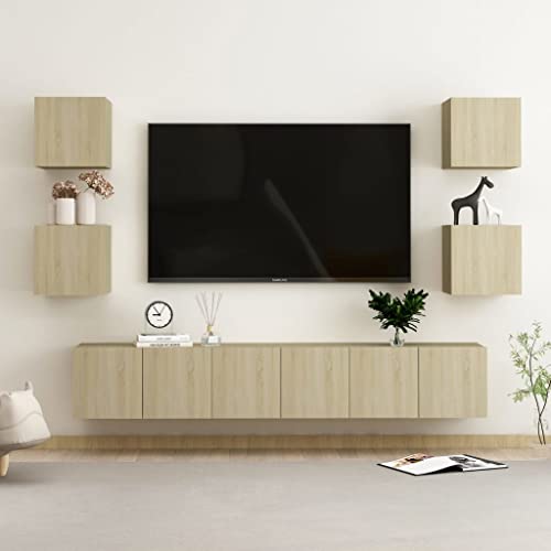 DCRAF Furniture Home Tools TV-Schrank-Set, 7-teilig, Sonoma-Eiche, Holzwerkstoff von DCRAF
