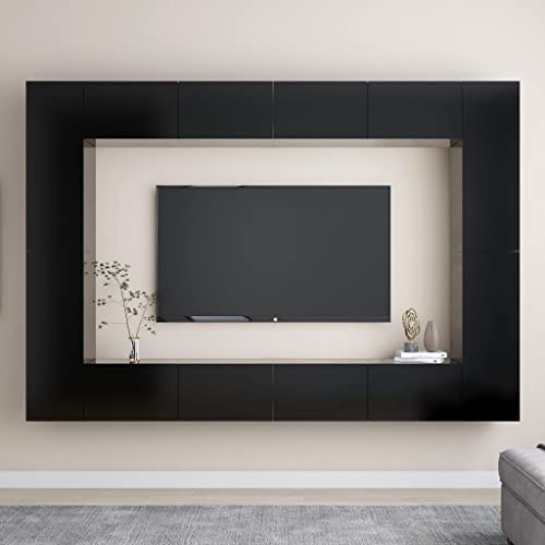 DCRAF Furniture Home Tools TV-Schrank-Set, 8-teilig, Holz, Schwarz von DCRAF