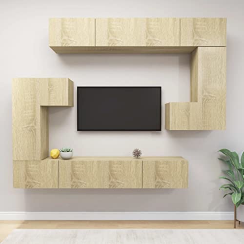 DCRAF Furniture Home Tools TV-Schrank-Set, 8-teilig, Sonoma-Eiche, Holzwerkstoff von DCRAF