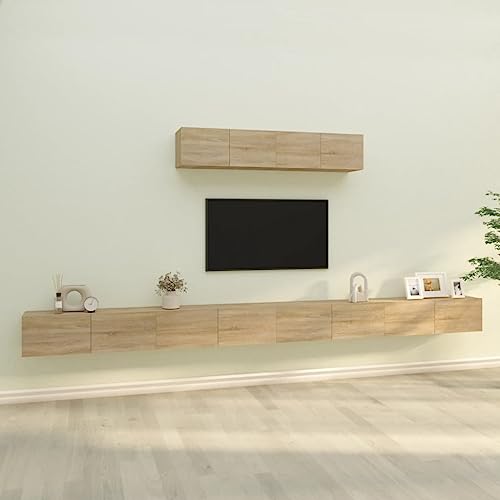 DCRAF Furniture Home Tools TV-Schrank-Set, Sonoma-Eiche, Holzwerkstoff, 4-teilig von DCRAF