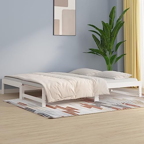 Furniture Home Tools Ausziehbares Tagesbett Weiß 2x(80x200) cm Massivholz Kiefer von DCRAF