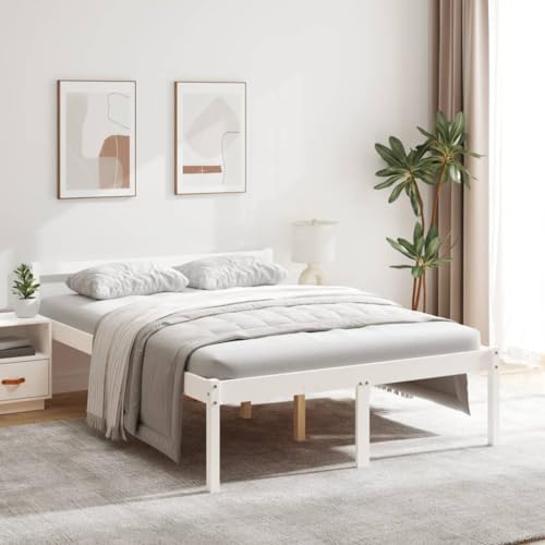 Nice Beds & Accessories Betten & Bettrahmen Bettgestell Weiß 120x190 cm kleines Doppelbett Massivholz Kiefer von DCRAF