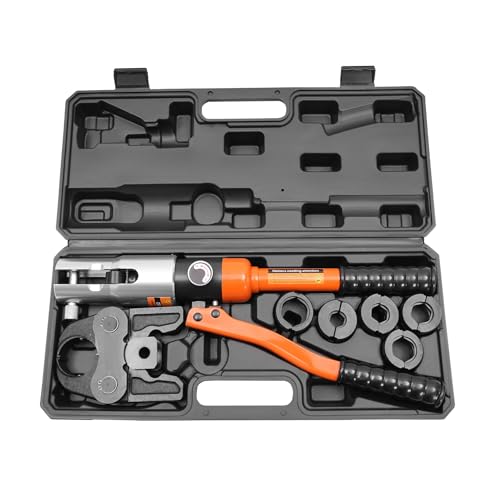10T Presszange hydraulisch Presswerkzeug V-Kontur 12/15/18/22/28 Crimpzange Set mit 360° drehbarem Kopf,für Kupferrohr, Edelstahlrohr, Edelstahlrohr 10T Presszange hydraulisch Presswerkzeug V-Kontur 12/15/18/22/28 Crimpzange Set mit 360° drehbarem Kopf,für Kupferrohr, Edelstahlrohr, Edelstahlrohr von DCSYOG