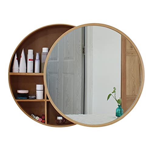 DDKYHU An der Wand montierter Badezimmer-Aufbewahrungsschrank, großer runder Medizinschrank aus Holz mit Spiegel | Schiebespiegel, Badezimmer-Wandschränke (Holz, 50 cm (20) von DDKYHU