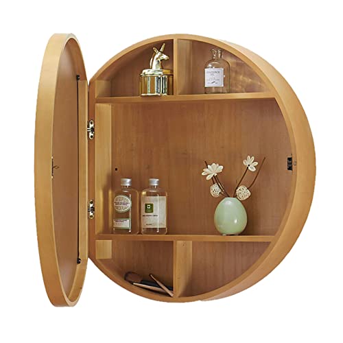 DDKYHU An der Wand montierter Badezimmer-Aufbewahrungsschrank, großer runder Medizinschrank aus Holz mit Spiegel | Schiebespiegel, Badezimmer-Wandschränke (Holz2 60 cm (24) von DDKYHU