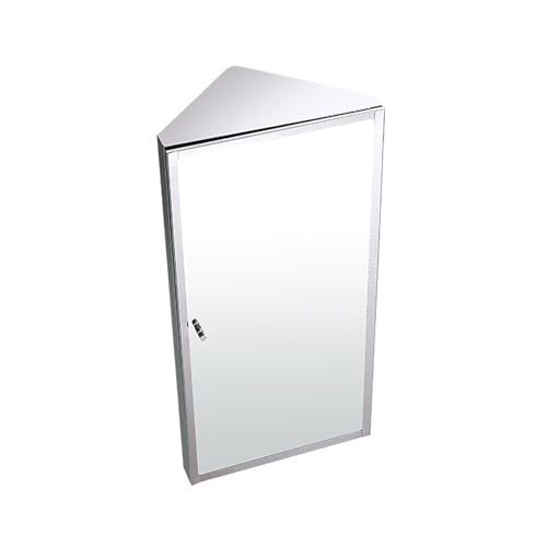 Eck-Badezimmerspiegelschrank aus Edelstahl, dreieckiger Spind, Wandschrank, Mehrzweck-Küchen-/Medizinaufbewahrungsorganizer mit Spiegel (Farbe: Glastür, Größe: Links öffnen) (glänzend, rechts öffnen) von DDKYHU