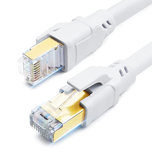 DDMALL CAT 8 Ethernet Kabel 6m, Hochgeschwindigkeit SFTP Netzwerkkabel 40Gbps 2000MHz 26AWG Internet LAN Kabel mit Vergoldetem RJ45 für Router, Modem, Gaming, Xbox, PCs (6m/weiß) von DDMALL