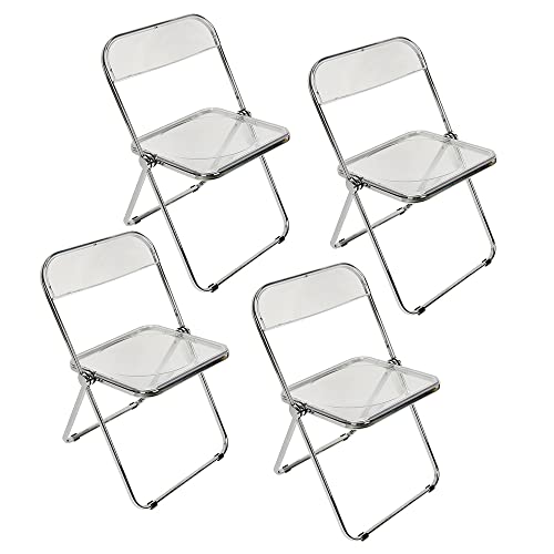 Esszimmerstühle 4er Set, Klappstuhl Stapelbarer, Acryl-Klappstühle, Küchenstuhl Mit Metallgestell, Esszimmer Dtühle Modern, Bequemer Esszimmerstuhl (Transparent - 4pcs) von DDMINE