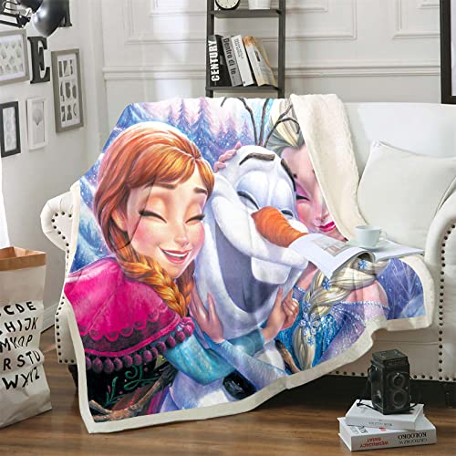 DDONVG Frozen Decke 150x200 cm Kuscheldecke Prinzessin Anna ELSA Kristoff Olaf Fleecedecke Kinder Sofadecke Wohndecken Mikrofaser (18,150 X 200 cm) von DDONVG