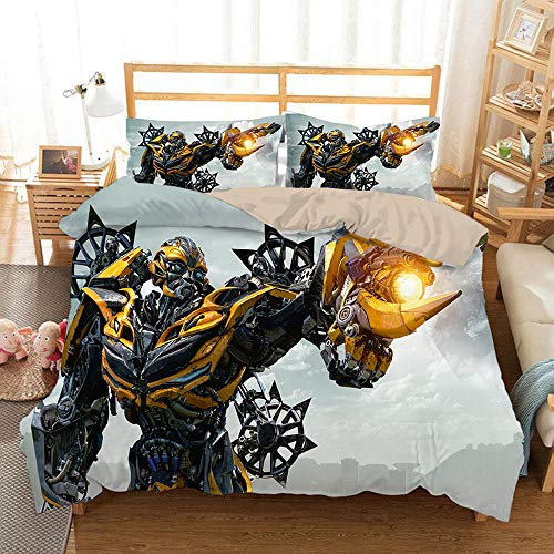 DDONVG Cartoon Bettbezug 135x200, Bumblebee Optimus Prime Bettwäsche Mikrofaser 2-teiliges Set, Kissenbezug 50x75 (B,135 x 200cm) von DDONVG