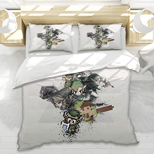 DDONVG Zelda Bettwäsche Set 135x200-3D Anime Game Theme Single Bed Linen Für Kids Microfaser Mit Reißverschluss Und 1 Kissenbezug (13,Single 135x200CM) von DDONVG