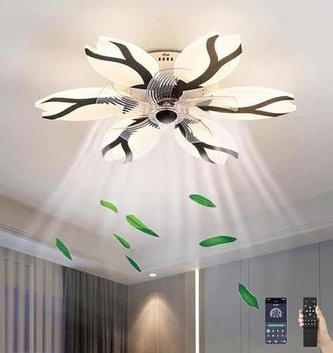 DDYY Leise LED Deckenventilator mit Beleuchtung,Fernbedienung Dimmbar Deckenlampe mit Ventilator,Modern Deckenleuchte Ventilator mit Licht für Schlafzimmer Wohnzimmer Fan Lampe (schwarz) von DDYY