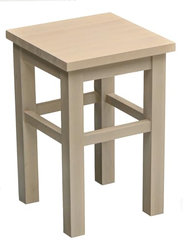 DĘBO-STYL Hocker Holz 46cm Höhe Sonoma Eiche - Holzhocker Massiv für Küche - Handgefertigt Sitzhocker Holz Solid - Massivholz Stapelhocker - Stabil Schemel Holz - Holz Hocker für Essenzimmer von DĘBO-STYL