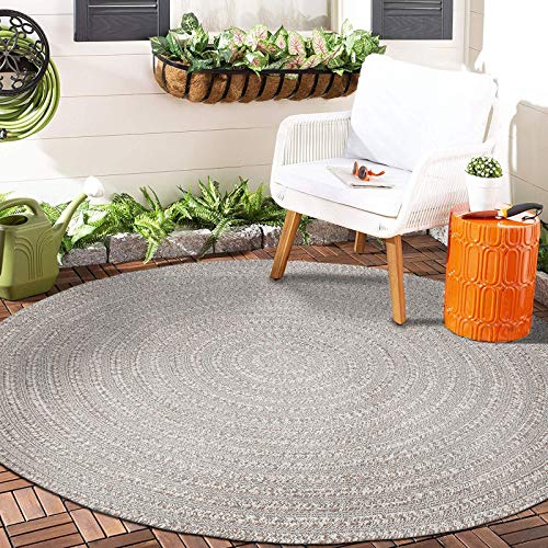 DECOMALL In- und Outdoor Teppich Geflochte Handgemacht Außenteppich Beige Rund 150x150cm von DECOMALL