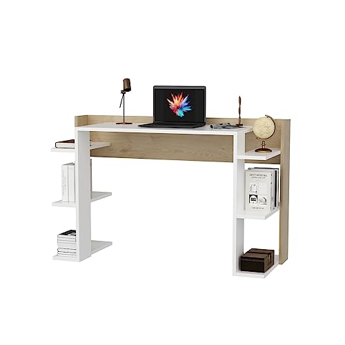 DECOROTIKA - Cinar Writing Desk Laptop Desk with Side Open Shelves von DECOROTIKA